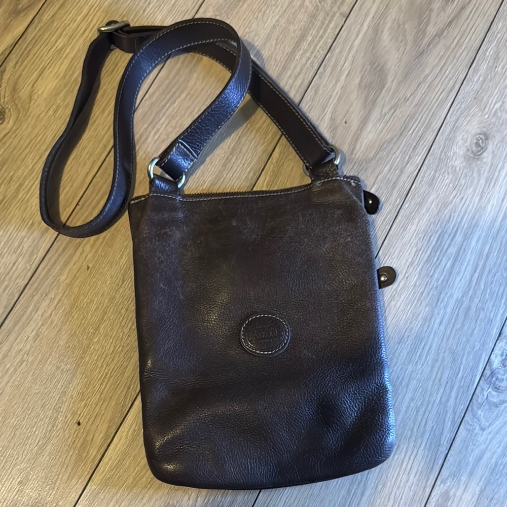 Roots Brown Leather Crossbody Bag